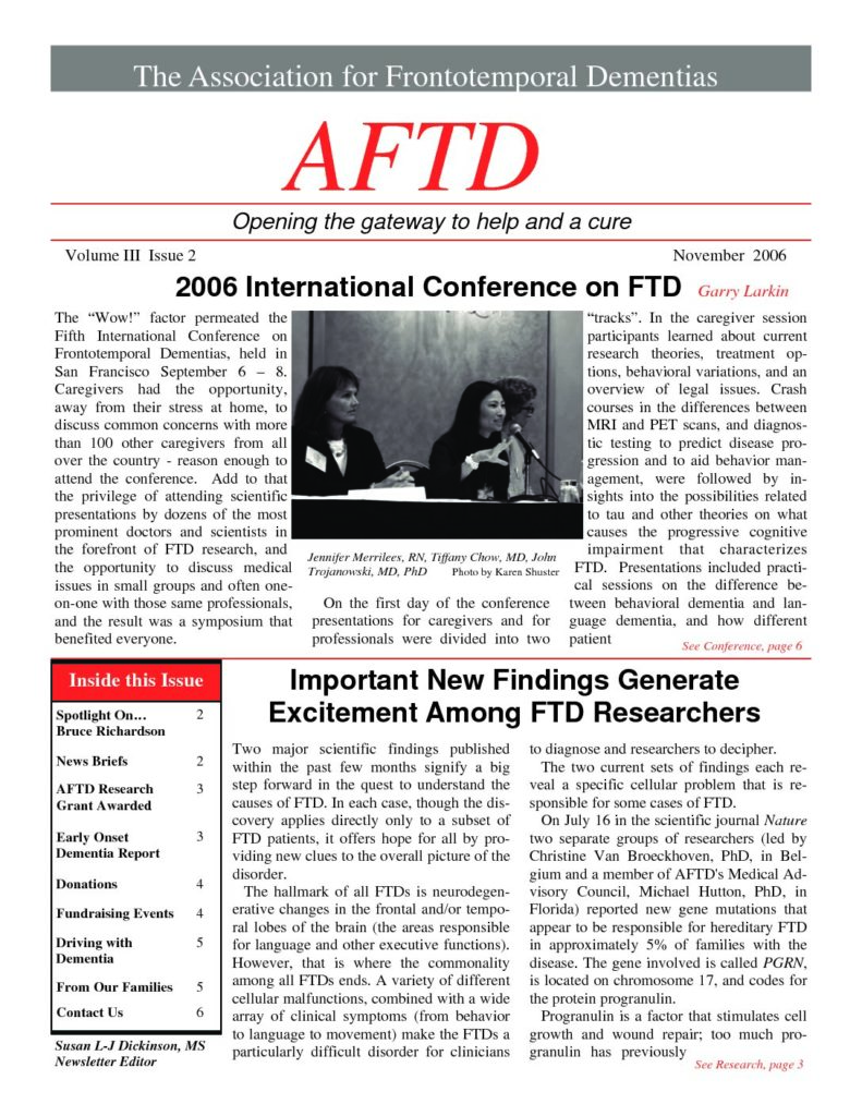 AFTD News Fall 2006