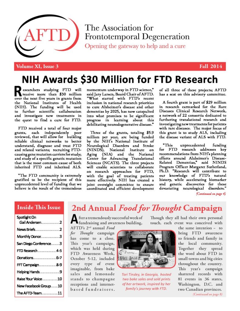 AFTD News Fall 2014