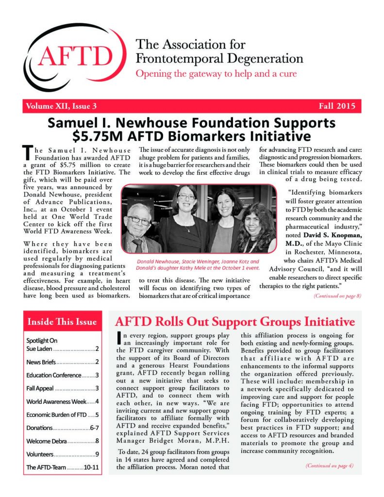 AFTD News Fall 2015