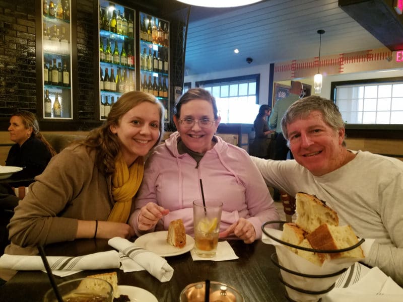 VJ Anastasia, center, with daughter Emily Anastasia Young and husband Chuck Anastasia. (Photo courtesy of the Anastasia family)