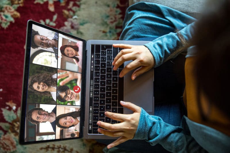 Family and friends happy moments in video conference in lockdown quarantine.