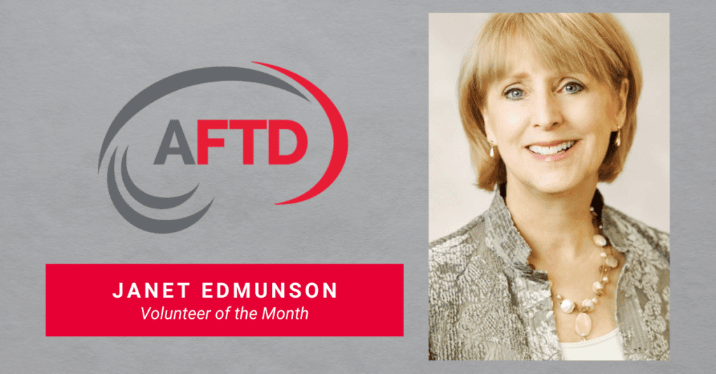 July 2022 AFTD Volunteer of the Month Janet Edmunson