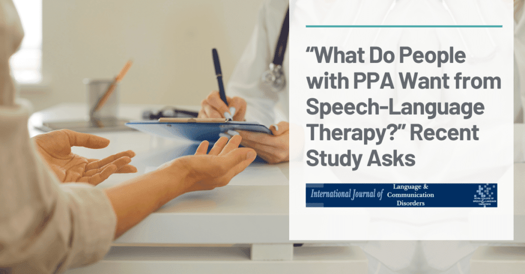 FBLI - PPA Logopedie what do people with PPA want from speech-language therapy image