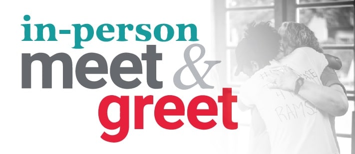 conhecer e cumprimentar pessoalmente in-person meet and greet