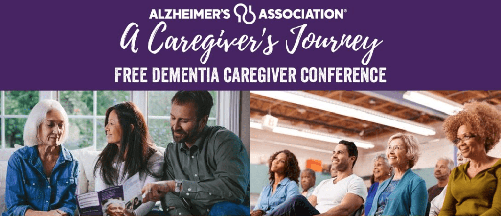 Gráfica de la conferencia NID Alzheimer's Association - A Caregiver's Journey - Free Dementia Caregiver Conference