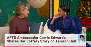 Lottery winner and AFTD donor interviewed by Tamron Hall