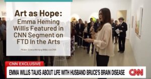 Art as Hope: Emma Heming Willis Featured in CNN Segment on FTD In the Arts; photo of Mrs. Willis hosting the exhibition.
